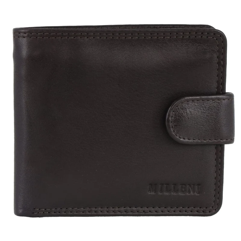 Milleni Men's Leather Card/Cash RFID Protected Tab Wallet 11cm Brown Orquestra