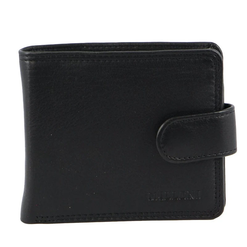 Milleni Men's Leather Cash/Card Tab RFID Protected Wallet 11cm Black Orquestra