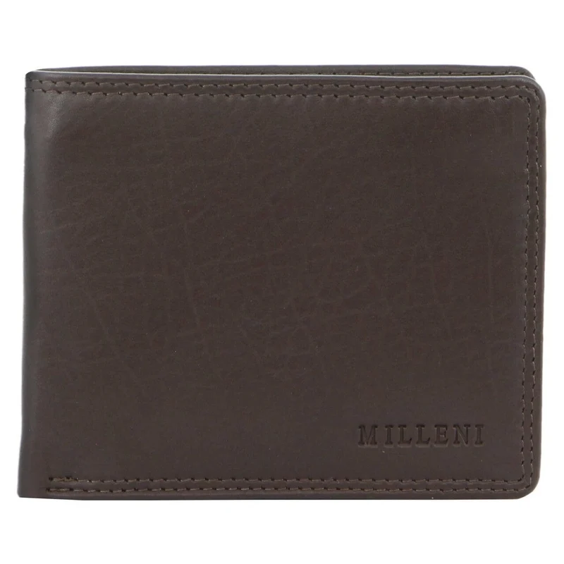 Milleni Men's Leather RFID Protected Card/Cash Flat Wallet 10cm Brown Orquestra