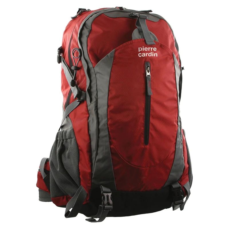 Pierre Cardin RFID Backpack Bag Hiking Trekking School Travel Camping Waterproof 57 Litre - Red Boutique Retailer
