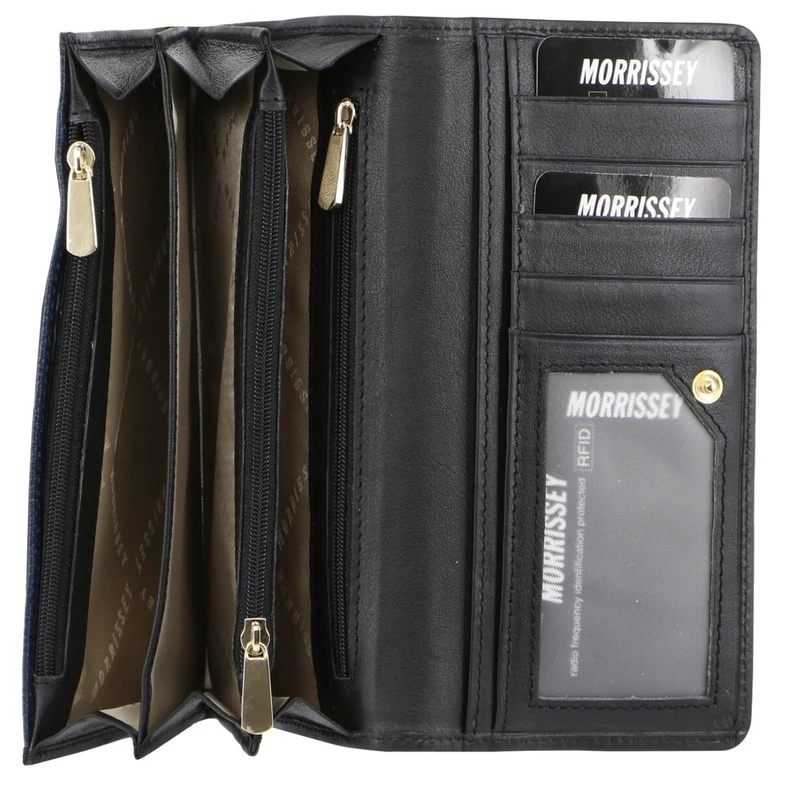 Morrissey Italian Structured Leather Flap Over Ladies Wallet - Navy Boutique Retailer