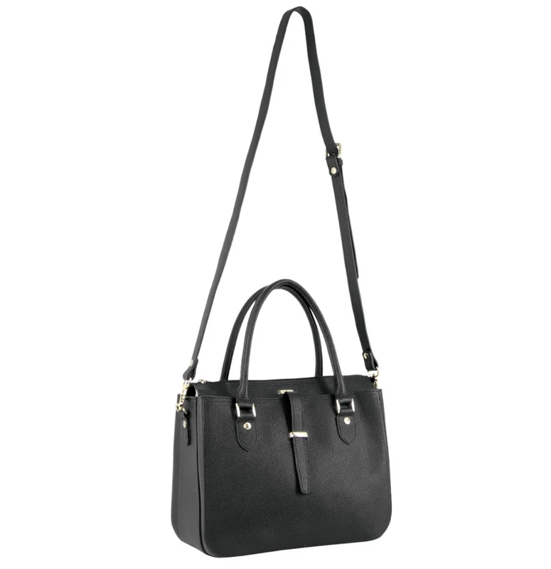 Morrissey Italian Womens Structured Leather Handbag Ladies Bag - Black Boutique Retailer