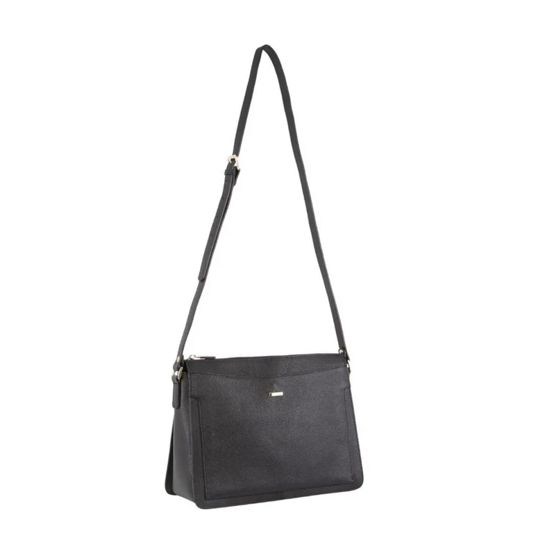 Morrissey Italian Structured Leather Cross Body Handbag Tote Bag (MO3162) - Black Boutique Retailer
