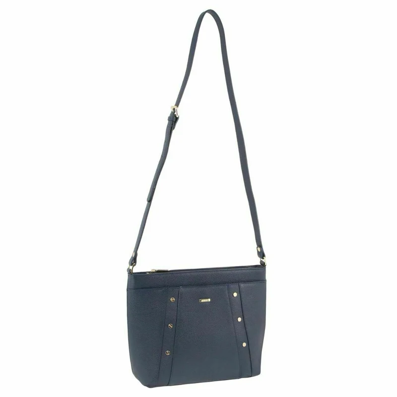 Morrissey Italian Womens Structured Leather Cross Body Handbag Bag Ladies - Navy Boutique Retailer