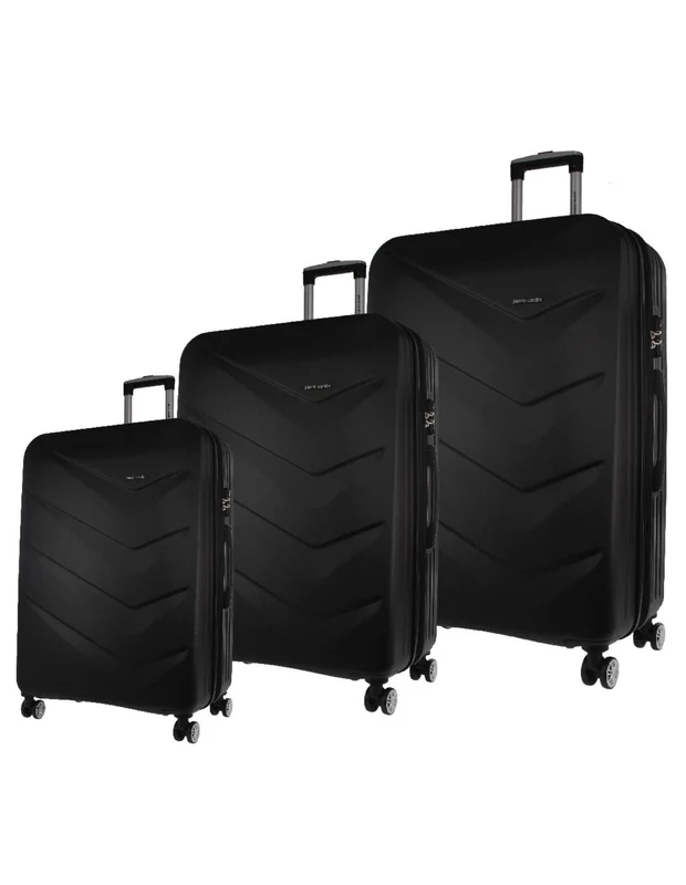 Pierre Cardin 3pc Hard-Shell Suitcase Cabin Travel Luggage Set Black Orquestra