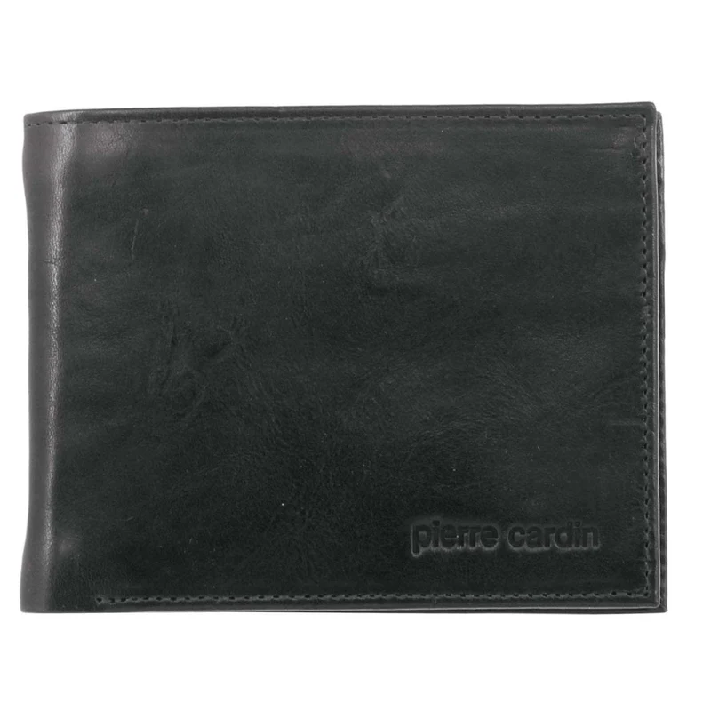 Pierre Cardin Men's Rustic Leather Tri-Fold RFID Protected Wallet Black Orquestra