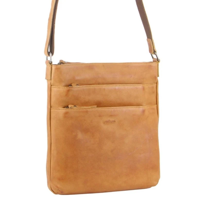 Milleni Womens Italian Leather Bag Soft Nappa Leather Cross-Body Travel - Caramel Boutique Retailer