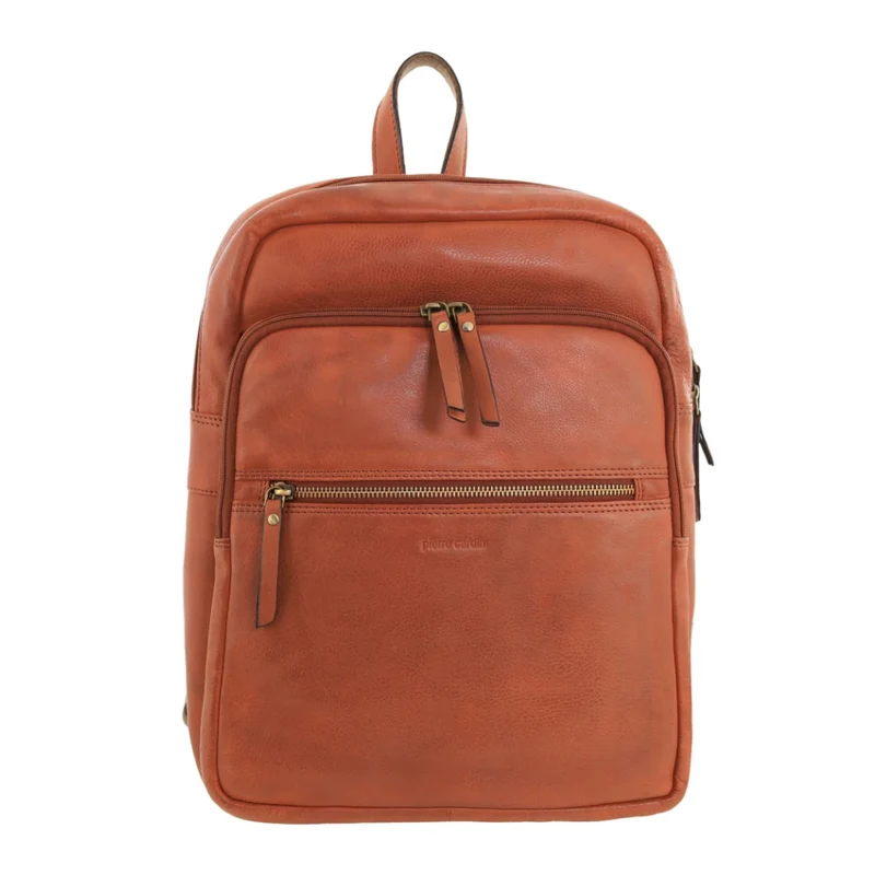 Pierre Cardin Vintage Leather Business/Laptop Backpack Bag 29x35cm Cognac Orquestra