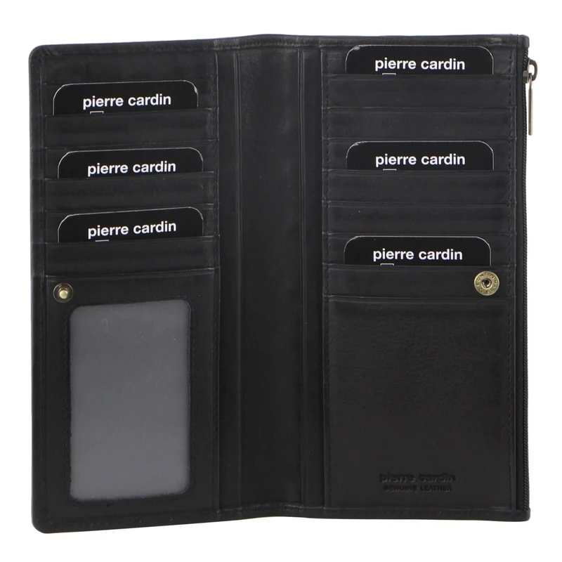 Pierre Cardin Perforated Leather Ladies Handy Travel Wallet - Black Boutique Retailer