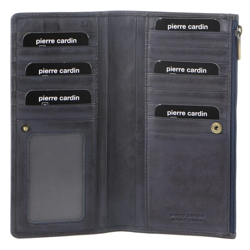 Pierre Cardin Perforated Leather Ladies Handy Travel Wallet - Teal Boutique Retailer