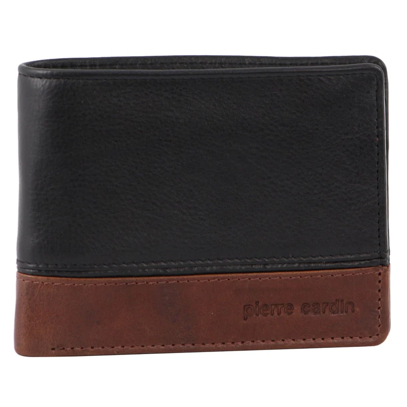 Pierre Cardin Men's Leather Tri-Fold RFID Protected Wallet 12cm Black Cognac Orquestra
