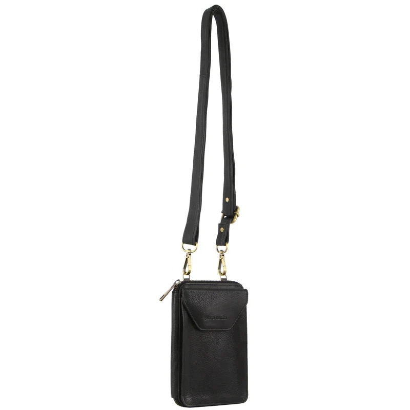 Pierre Cardin Ladies Leather Cross Body Bag/Wallet Bag/Clutch Wallet - Black Boutique Retailer