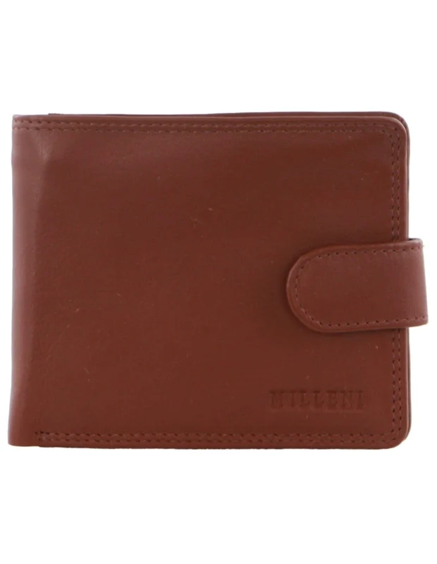 Milleni Men's Leather Tab Cash/Card RFID Protected Wallet 11x9.5cm Tan Orquestra