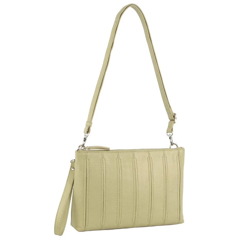 Pierre Cardin Women's Leather Stitch Design Shoulder Crossbody Bag 28cm Sand Boutique Retailer