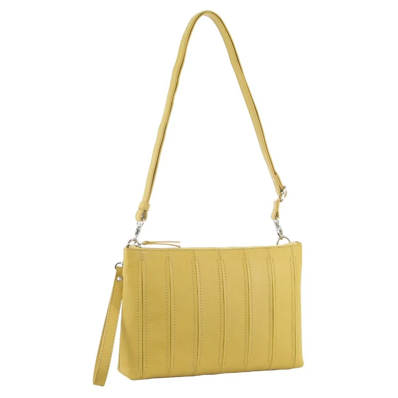 Pierre Cardin Women's Leather Stitch Design Shoulder Crossbody Bag 28cm Yellow Boutique Retailer