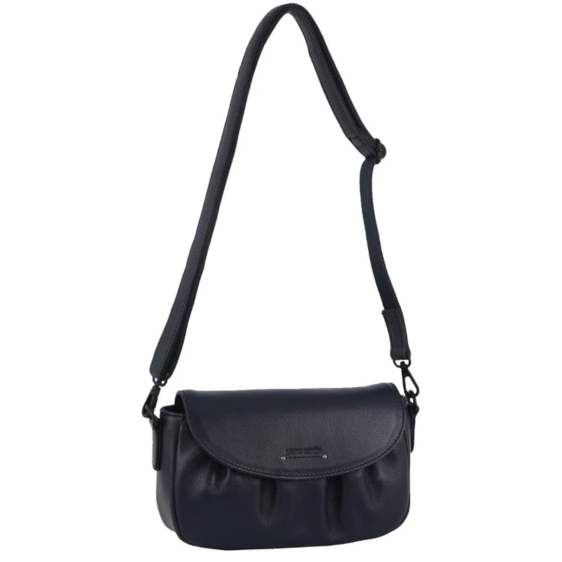 Pierre Cardin Leather Pleated Design Shoulder Crossbody Bag 25x14cm Navy Boutique Retailer