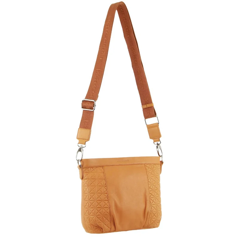 Pierre Cardin Women's Webbing Strap Leather Shoulder Crossbody Bag 26cm Apricot Boutique Retailer