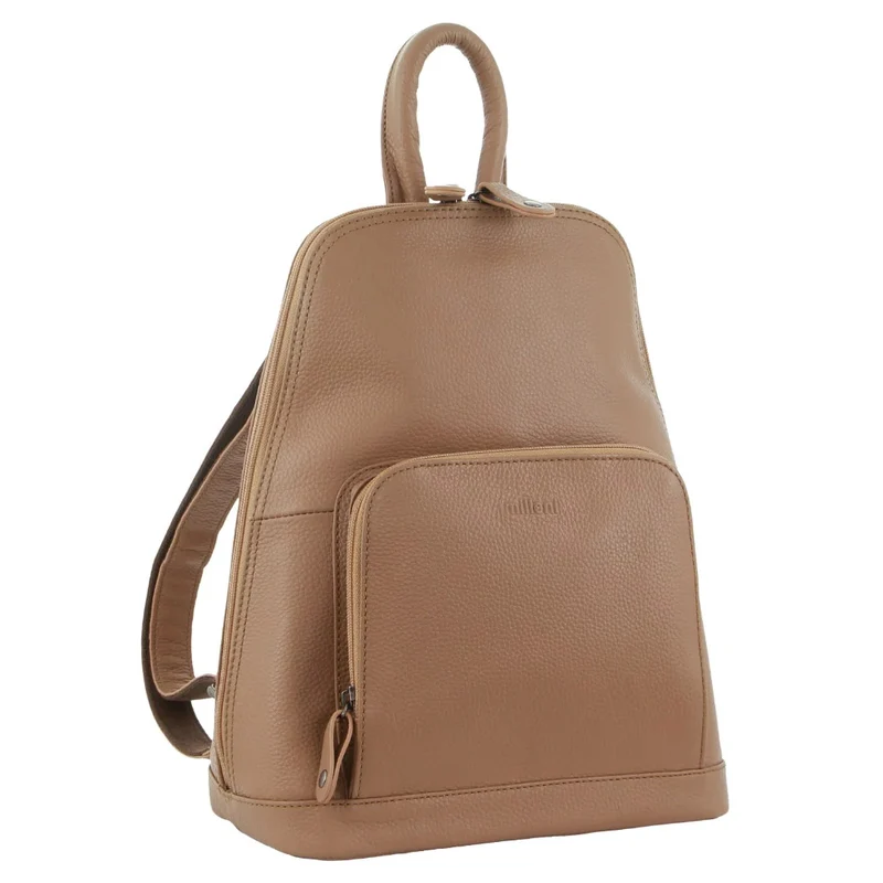 Milleni Womens Twin Zip Backpack Nappa Italian Leather Travel Bag - Burro Orquestra