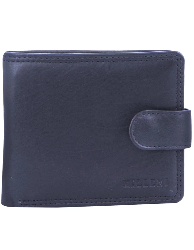 Milleni Men's Leather Tab Cash/Card RFID Protected Wallet 11x9.5cm Navy Orquestra