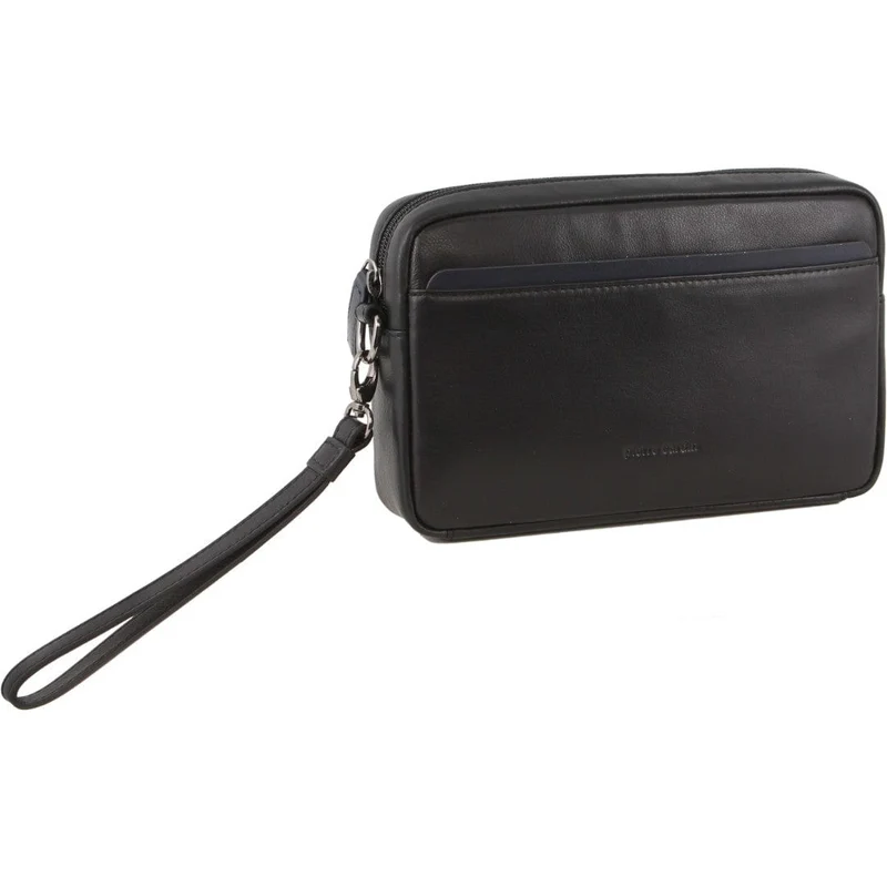 Pierre Cardin Men's Casual Leather Organiser Wristlet Bag 25x15cm Black Boutique Retailer