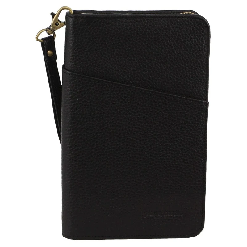 Pierre Cardin Italian Leather Passport Protected RFID Wallet 20cm Black Orquestra