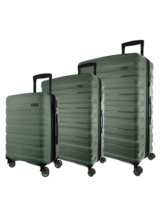 Pierre Cardin 3-Pieces 4 Wheel Hard-Shell Suitcase Travel Luggage Set Moss Orquestra