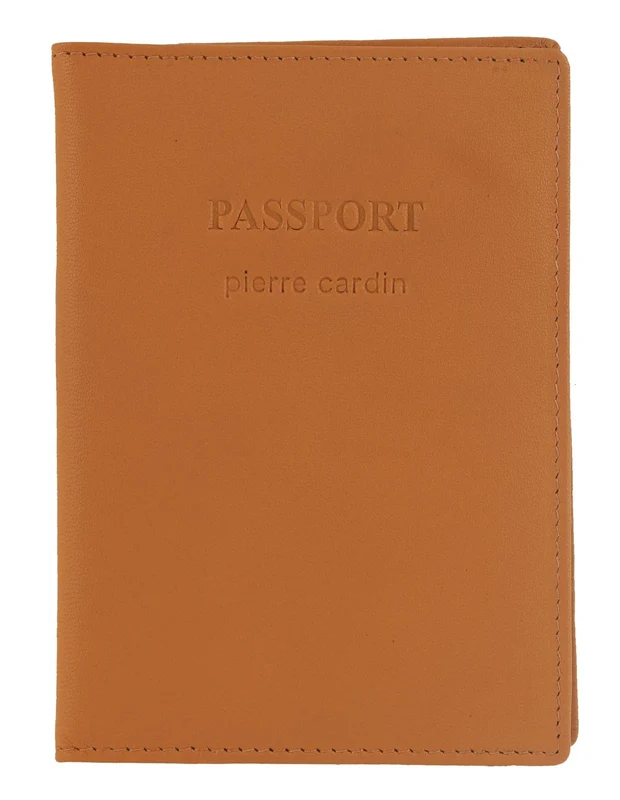 Pierre Cardin Leather Passport Holder/Cover Protected RFID Wallet Apricot Orquestra