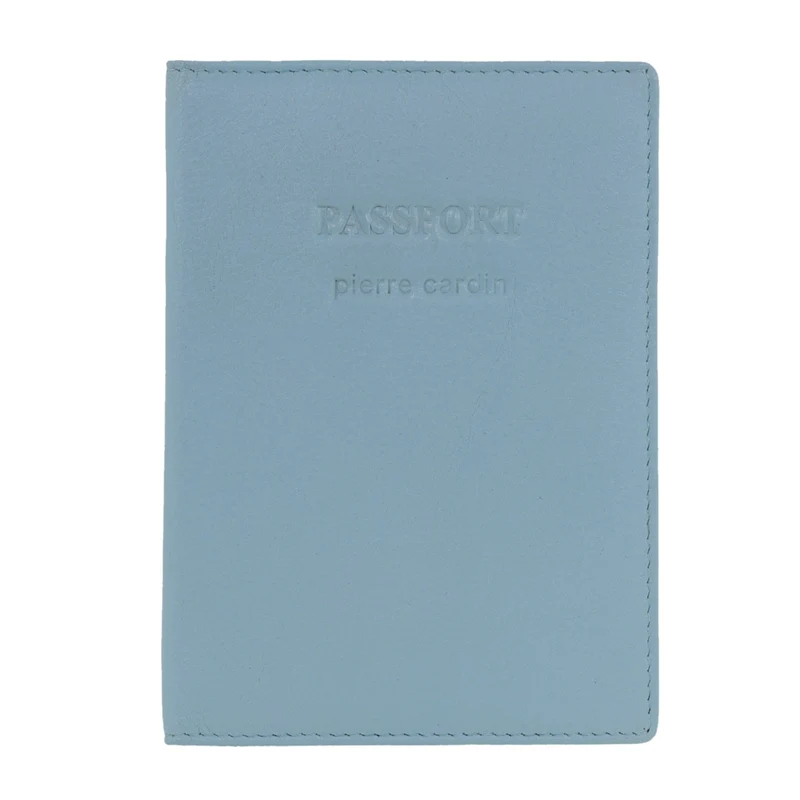 Pierre Cardin Leather Passport Holder/Cover Protected RFID Wallet Aqua Boutique Retailer