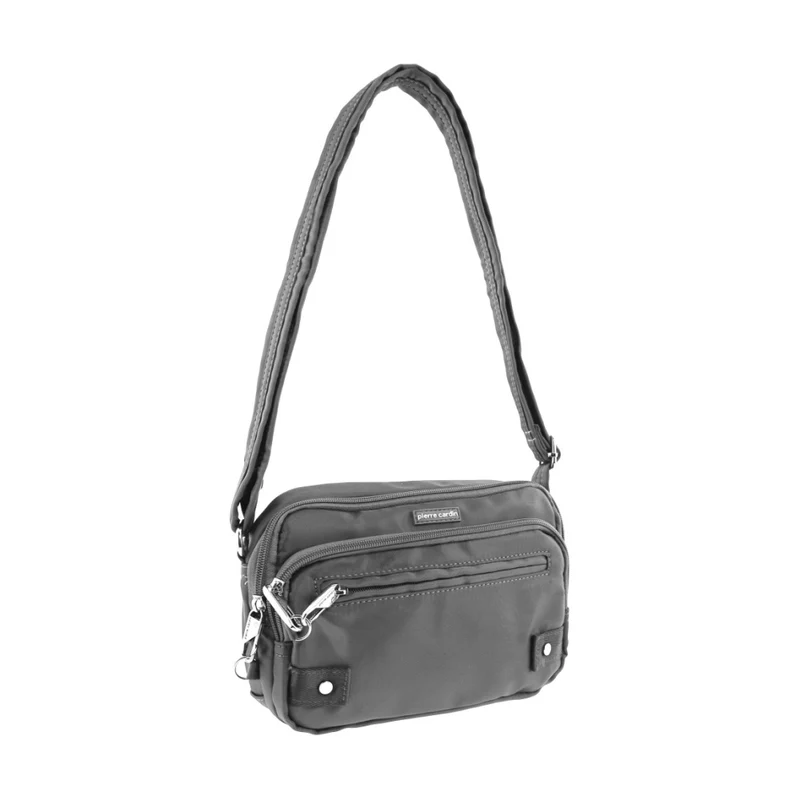 Pierre Cardin Nylon Anti-Theft Cross Body Bag Locking Strap RFID Blocking Grey Orquestra