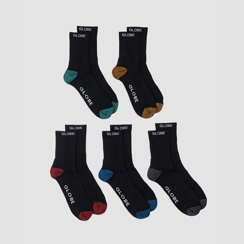 Globe Ingles Crew Socks 5 Pack Assorted 6-10uk / Assorted