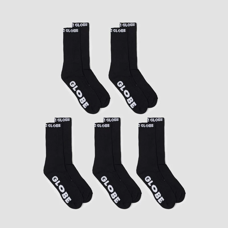 Globe Blackout Socks 5 Pack Black/Black - Kids 1-7uk / Black/Black