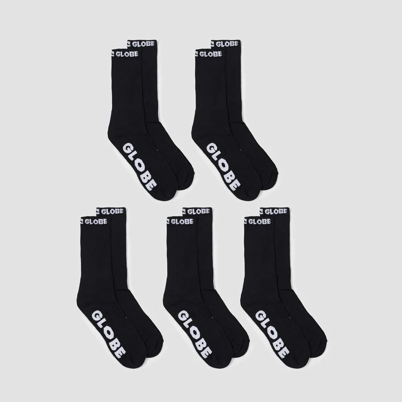 Globe Blackout Socks 5 Pack Black/Black 6-10uk / Black/Black