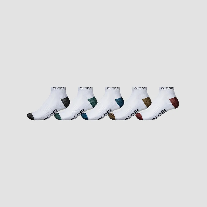 Globe Ingles Ankle Socks 5 Pack White/Assorted 6-10uk / White/Assorted