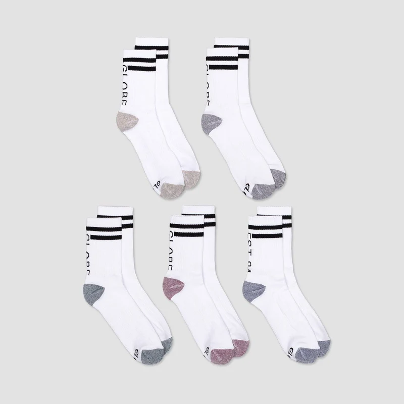Globe Carter Crew Socks 5 Pack White 6-10uk / White