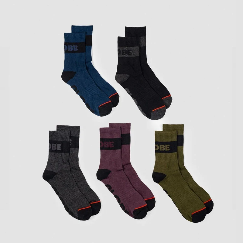 Globe Horizons Crew Socks 5 Pack Dark Assorted 6-10uk