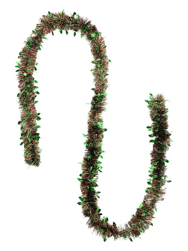 Classic 6ply Green Holly & Red Fir Christmas Tinsel Garland | 2.7m x 80mmRed & Green Christmas Warehouse