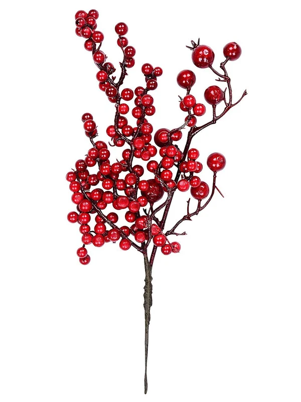 Deep Red Various Sized Berries Spray Christmas Tree Stem Pick | 14cmRed Christmas Warehouse
