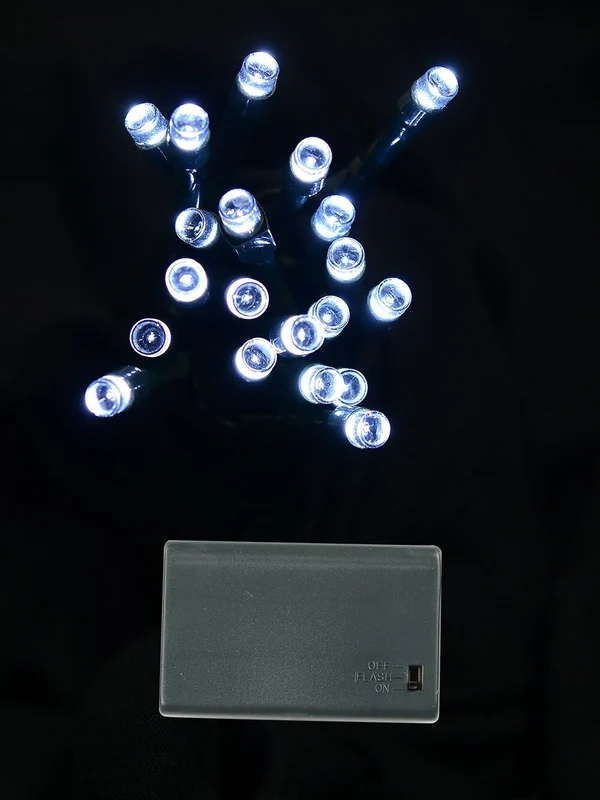 20 Cool White LED String Fairy Battery Lights With Static & Flash | 2.3mCool White Christmas Warehouse