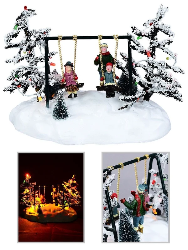 Animated Kids On Playground Swing With Multi Colour LED Lights | 14cmClassic Palette Christmas Warehouse