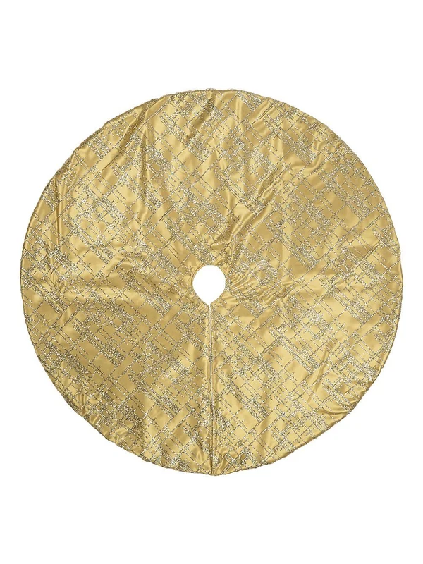 1m Sheer Organza & Gold Satin Geometric Christmas Tree SkirtGold Christmas Warehouse