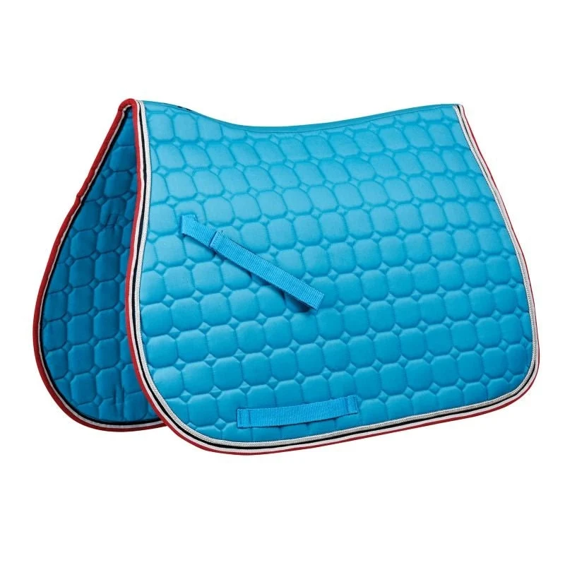 Saxon Coordinate Quilted AP Saddle Pad Blue/Navy/Berry / Pony