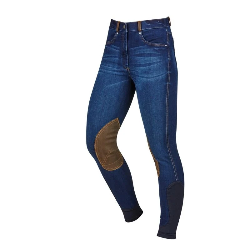 Dublin Ladies Shona Knee Patch Denim Breeches Blue Denim / 6/24"