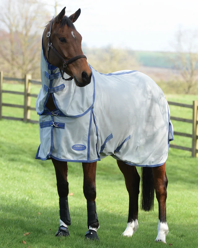 WeatherBeeta® ComFiTec™ Airflow II Detach-A-Neck Fly Sheet Grey/Blue/Grey / 75