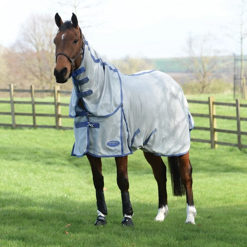 Weatherbeeta ComFiTec Airflow II Detach-A-Neck Fly Sheet Grey/Blue/Grey / 81