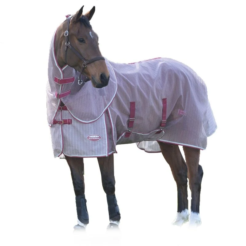 Weatherbeeta ComFiTec Ripshield Plus With Belly Wrap Detach-A-Neck Fly Sheet White/Burgundy / 69