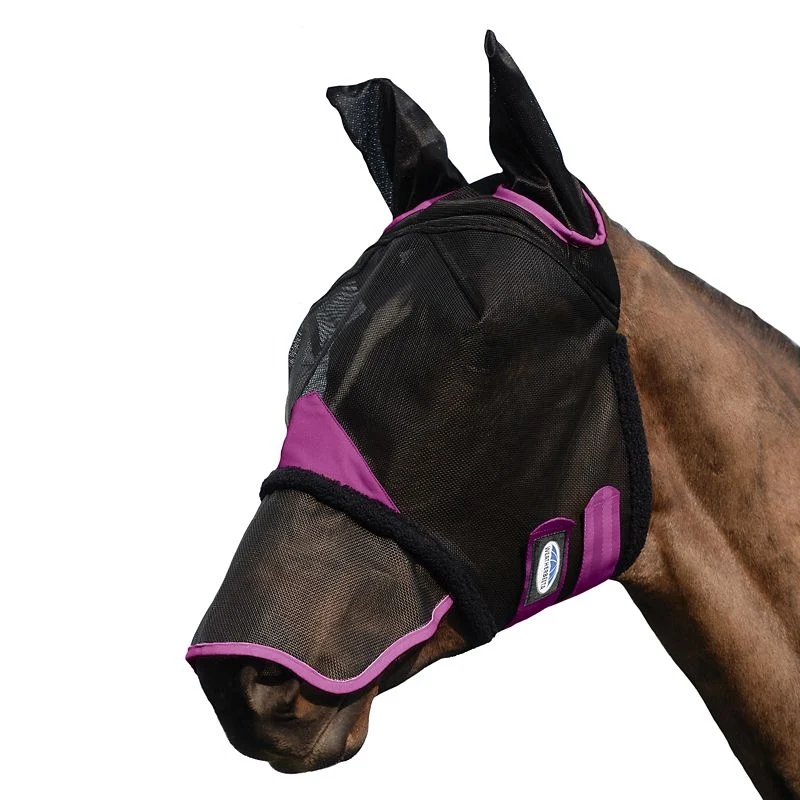 Weatherbeeta ComFiTec Durable Mesh Mask With Ears & Nose Black/Purple / Pony