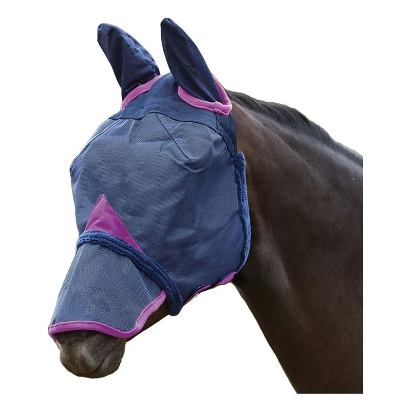 Weatherbeeta ComFiTec Durable Mesh Mask With Ears & Nose Navy/Purple / Pony
