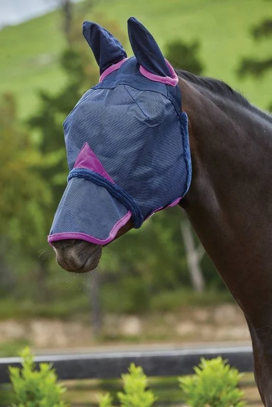 Weatherbeeta ComFiTec Durable Mesh Mask With Ears & Nose Navy/Purple / Cob