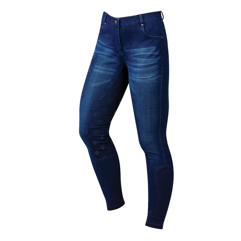 Dublin Shona Full Grip Silicone Print Denim Breeches Ladies 8/26 Inch / Ash