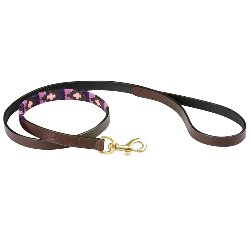 Weatherbeeta Polo Leather Dog Lead Medium / Cowdray Brown/Purple/Purple